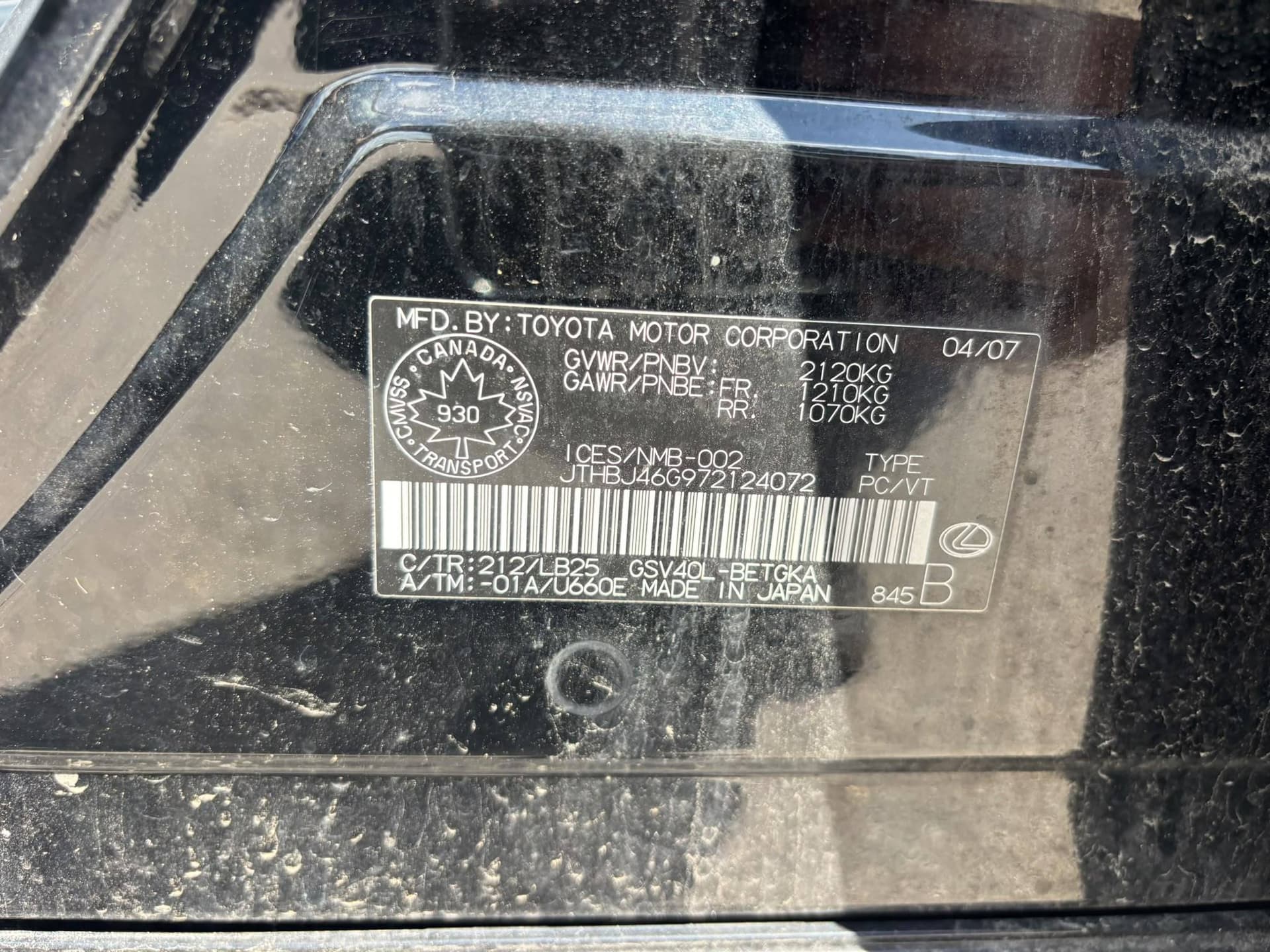 2007 Lexus ES NAVI PANO Ultra Premium4dr Sdn