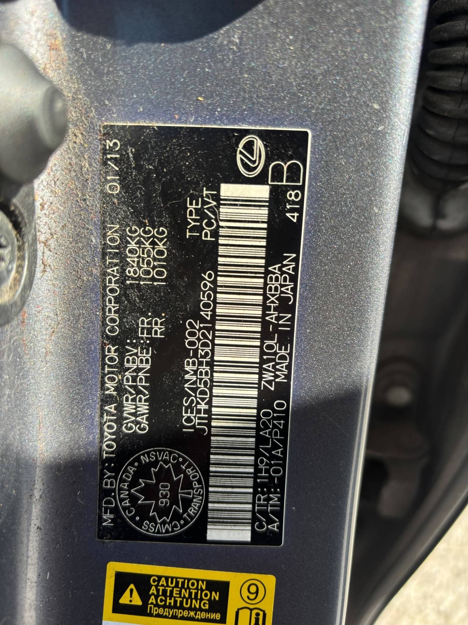 2013 Lexus CT FWD 4dr Hybrid