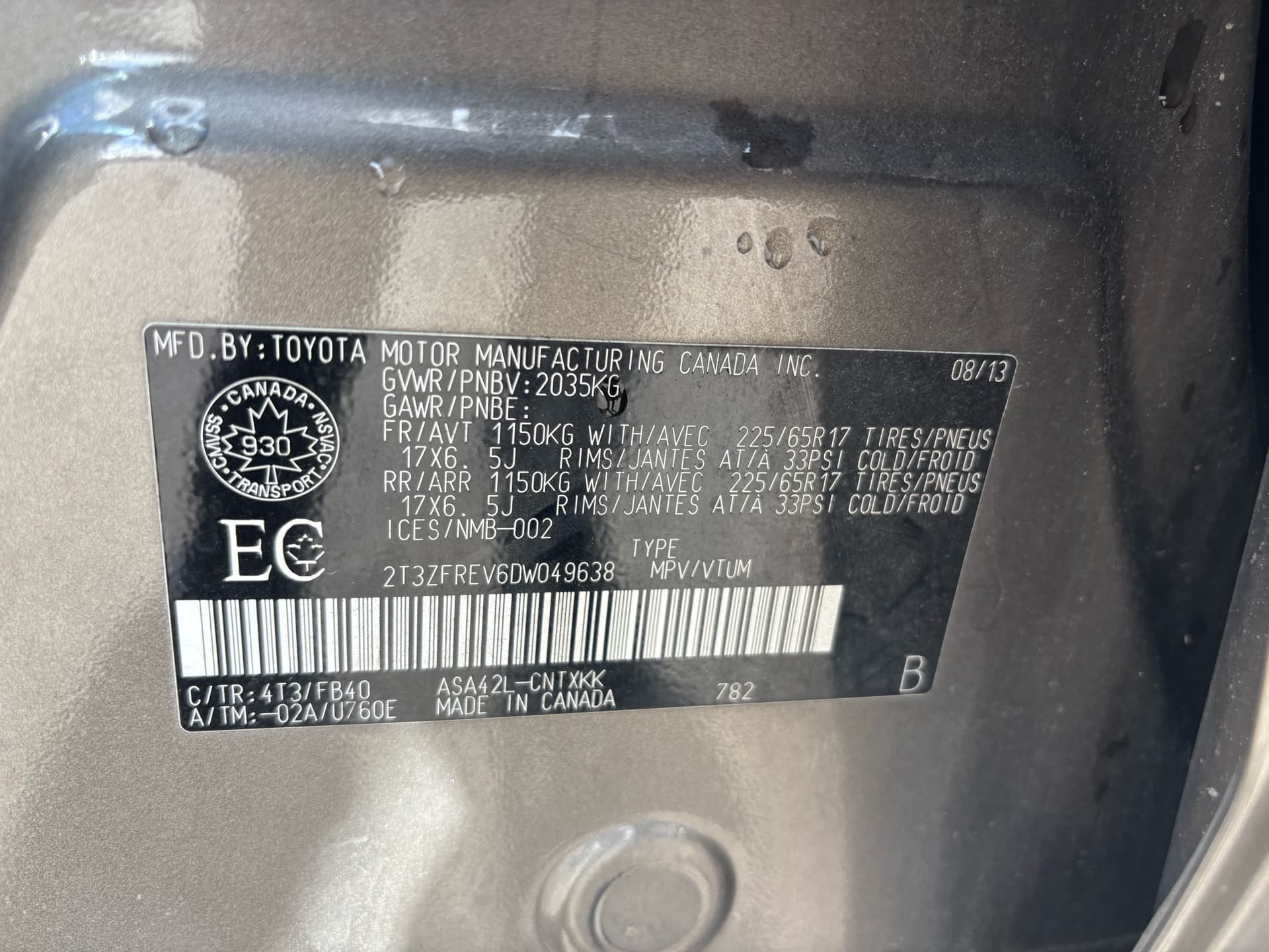 2013 Toyota RAV4 FWD 4dr LE