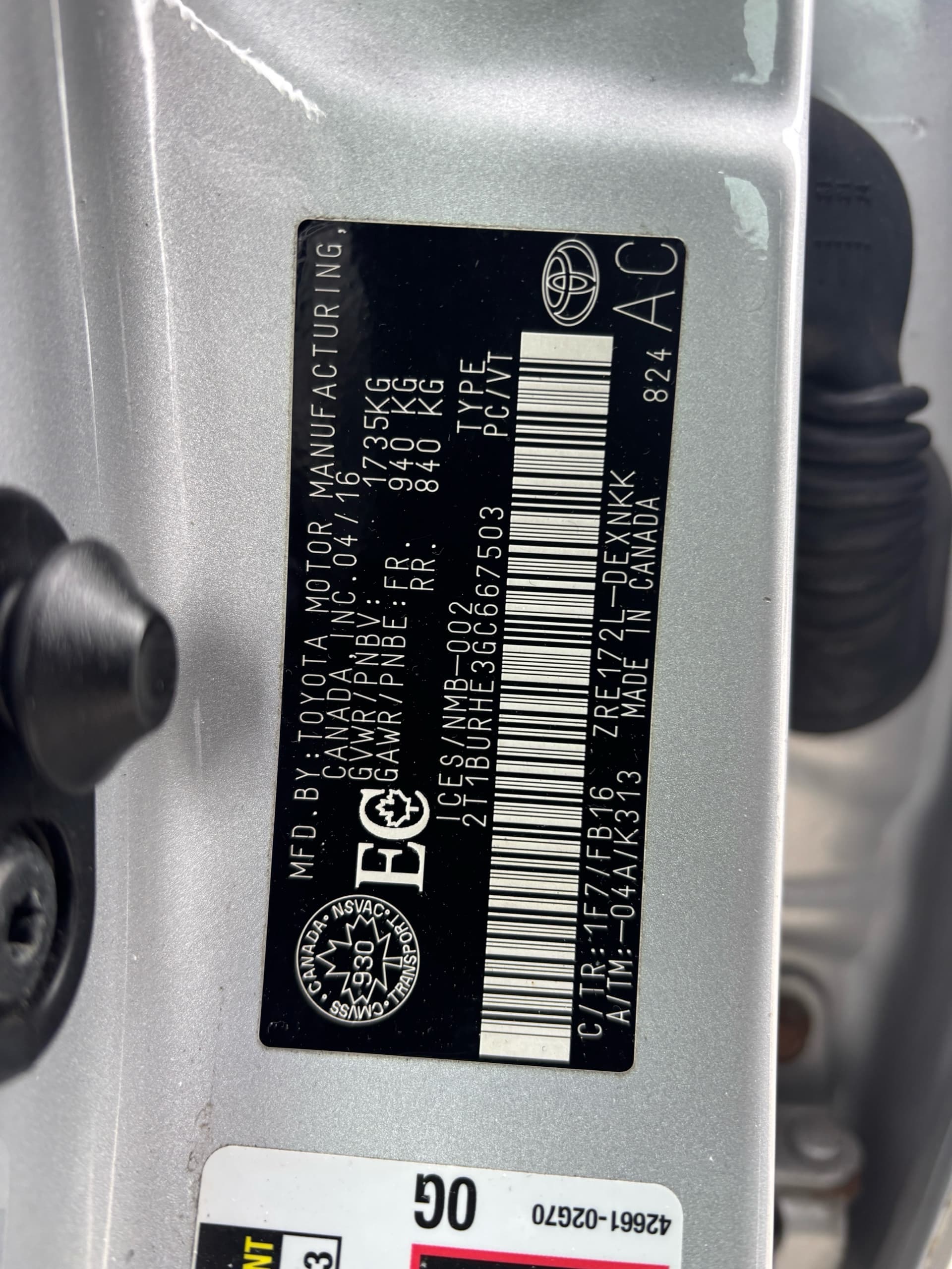 2016 Toyota Corolla 4dr Sdn Auto CE