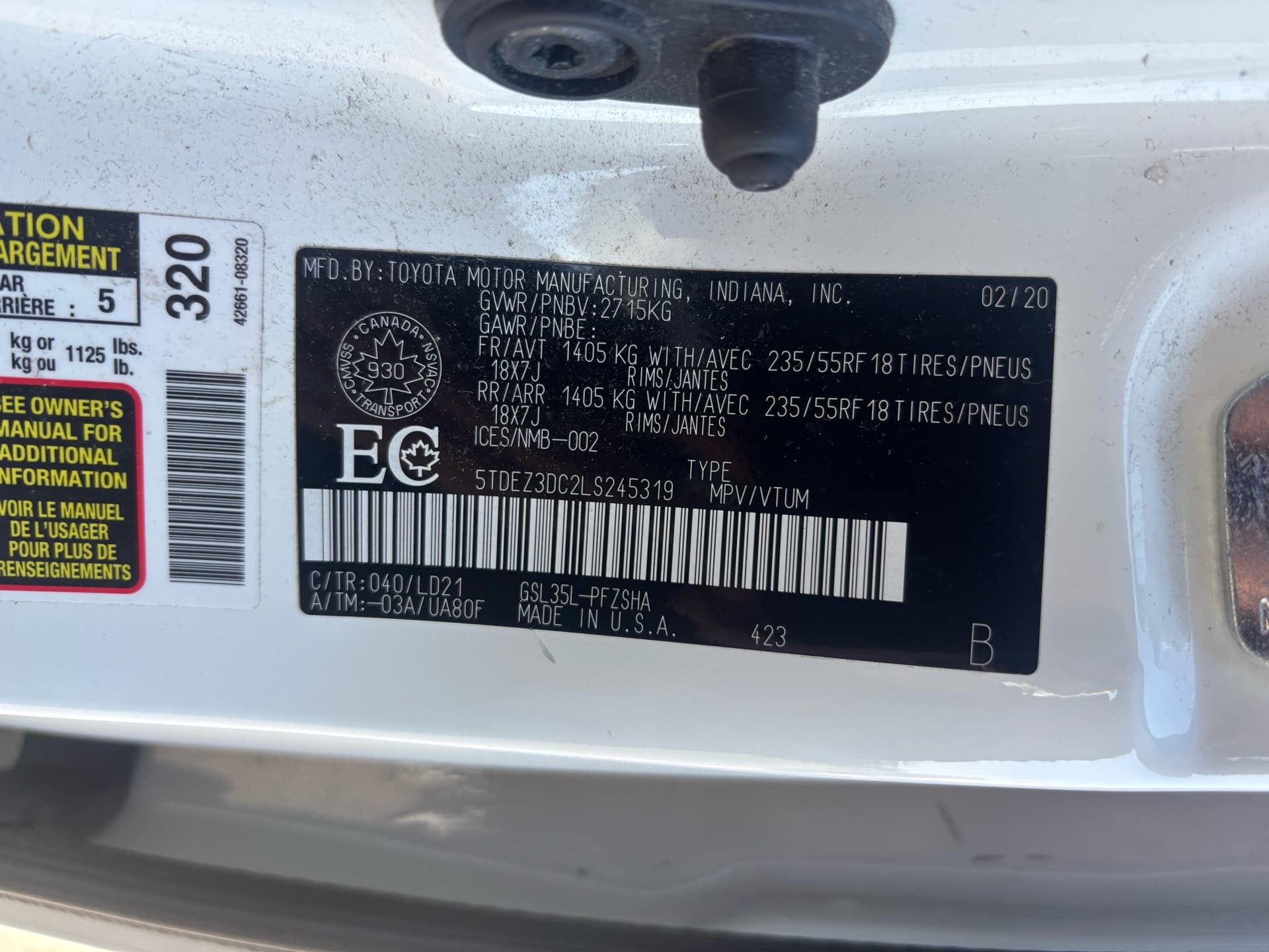2020 Toyota Sienna SE 7-Passenger AWD