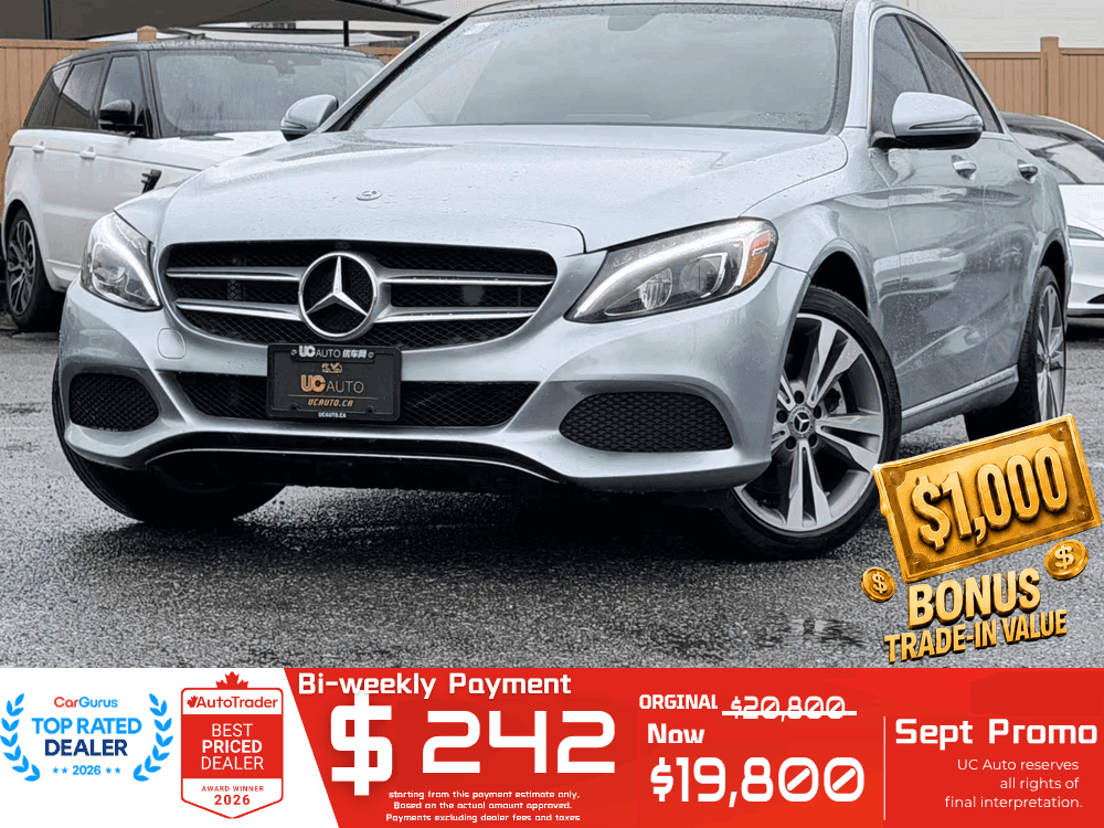 2018 Mercedes-Benz C-Class C 300 4MATIC/ WOOD TRIM PKG/ CLEAN TITLE/ BC LOCAL