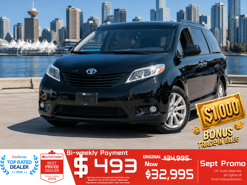 2017 Toyota Sienna XLE 7-Pass AWD/ CLEAN TITLE/ BC LOCAL